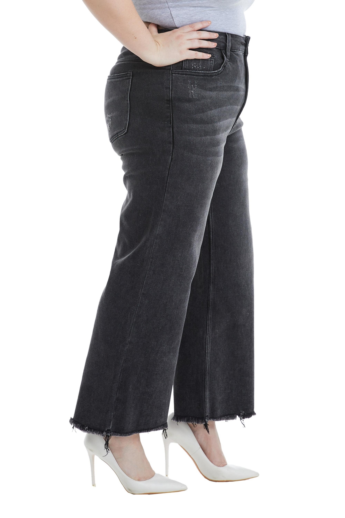 BAYEAS PLUS SIZE HIGH RISE ANKLE WIDE JEANS 