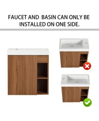 Compact Wall Vanity with Resin Sink and Soft-Closing Hinges