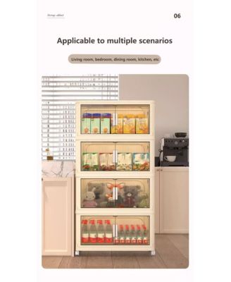 5-Tier Collapsible Storage Cabinet with Magnetic Door and Wheels