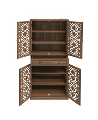 4-Door Cabinet with Drawer and Shelves