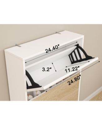 Modern Shoe Cabinet with Small Mirror Edge Gap, Mirror Shoe Rack Organizer with 3 Flip Drawers, Shoe Storage Cabinet for Entryway, Living room, Dressing room