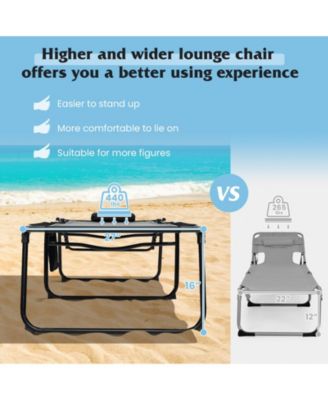 SUGIFT 4 Position Folding Lounge Chaise with Adjustable Backrest and Footrest