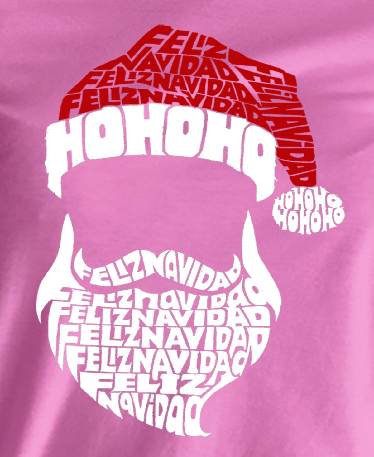 La Pop Art Women's Feliz Navidad Santa Claus Word Art Crew Neck T-Shirt