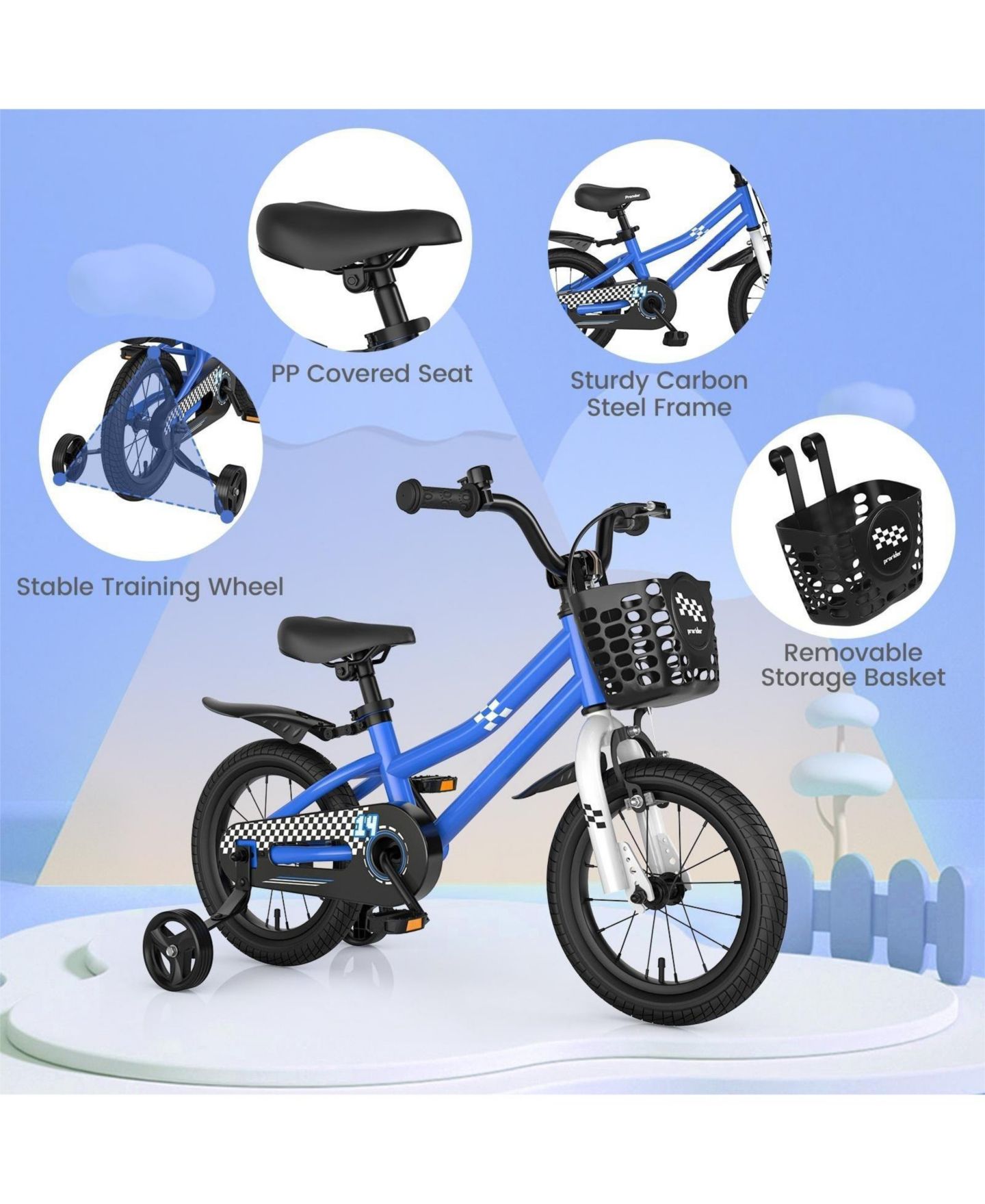 Детская игрушка HONGGE 14 Inch Kids Bike with 2 Training Wheels — фото 2