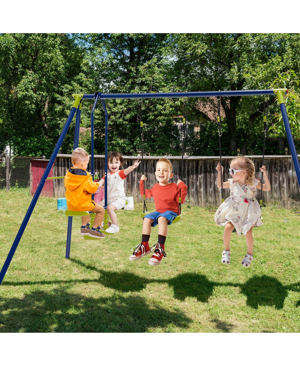 Hongge 440 Pounds Kids Swing Set with Two Swings and One Glider
