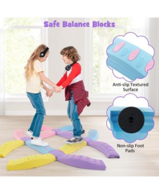 Colorful Kids Wavy Balance Beam with Textured Surface and Non-slip Foot Pads