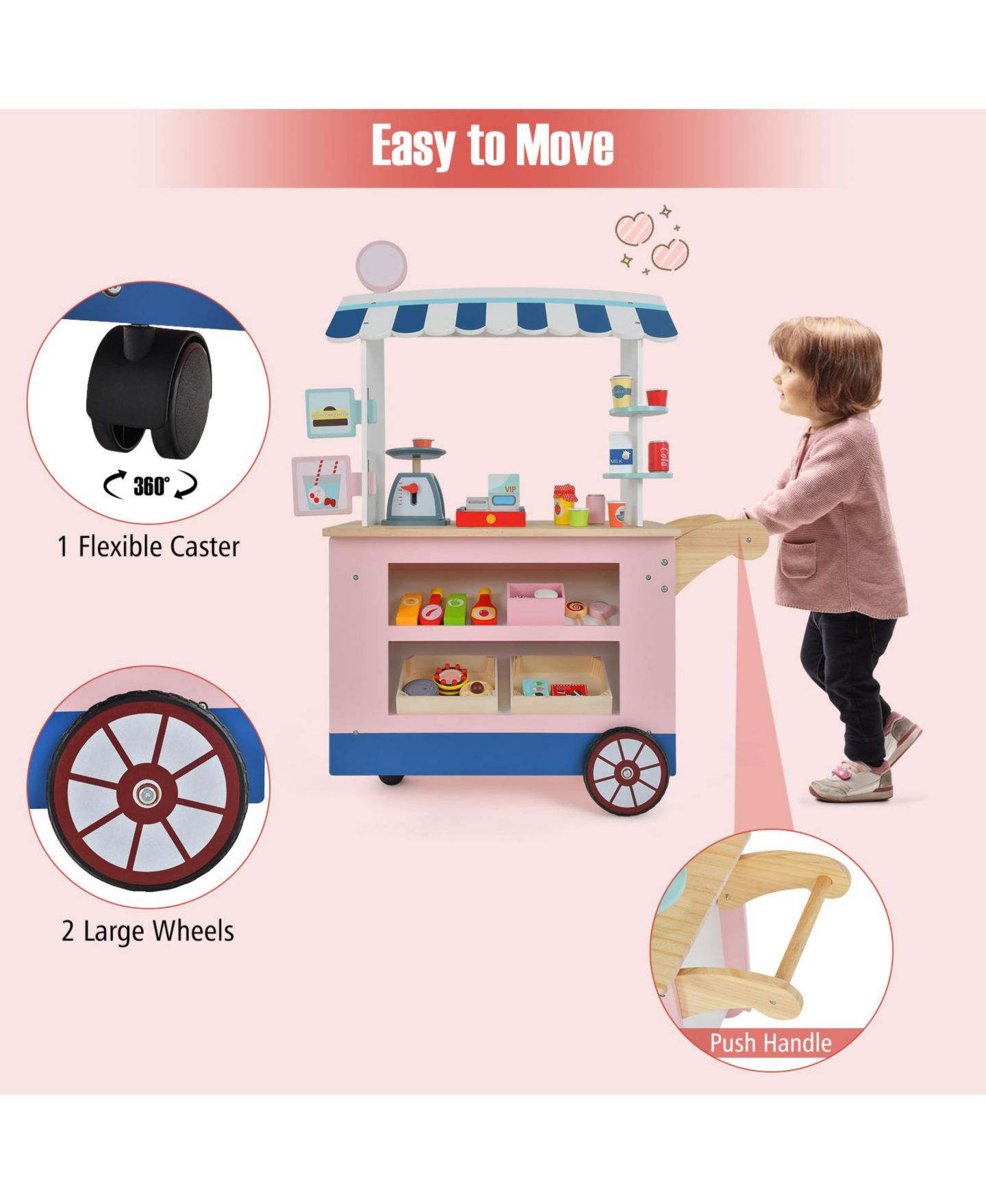 Детские игрушки HONGGE Interactive POS Machine and Play Scale 30-Piece Toy Cart Play Set, Ages 3+ — фото 5