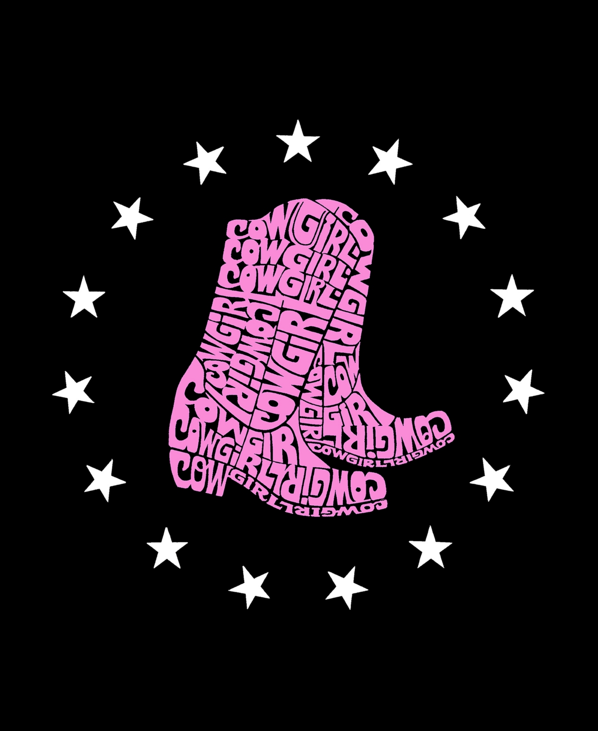 LA POP ART WOMEN'S COWGIRL BOOTS WORD ART HOODED SWEATSHIRT 