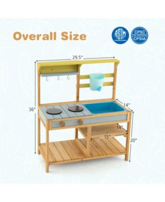 Outdoor Kids Mud Kitchen with Faucet and Water Box