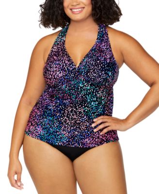 Plus Size Printed Halter Back Tankini Plus Size Solid Bikini Briefs Exclusively At Macys