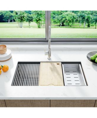 30” L x 22” W x 10” D. Kitchen Sink, 30 Inch Brushed Nickel Undermount Kitchen Bar Sink with Single-tier Track, Stainless Steel 16 Guage