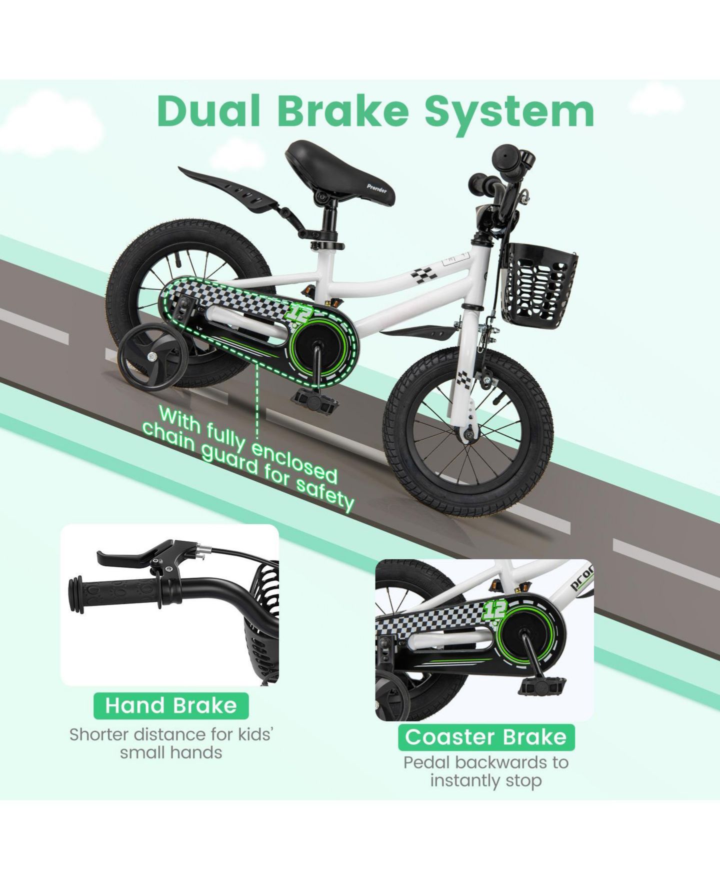 Детская игрушка HONGGE 12-Inch Kids' Bike with Training Wheels, Ages 3-4 — фото 4