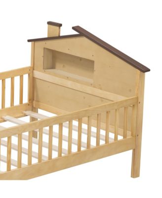 Twin Platform Bed with House Headboard and Storage
