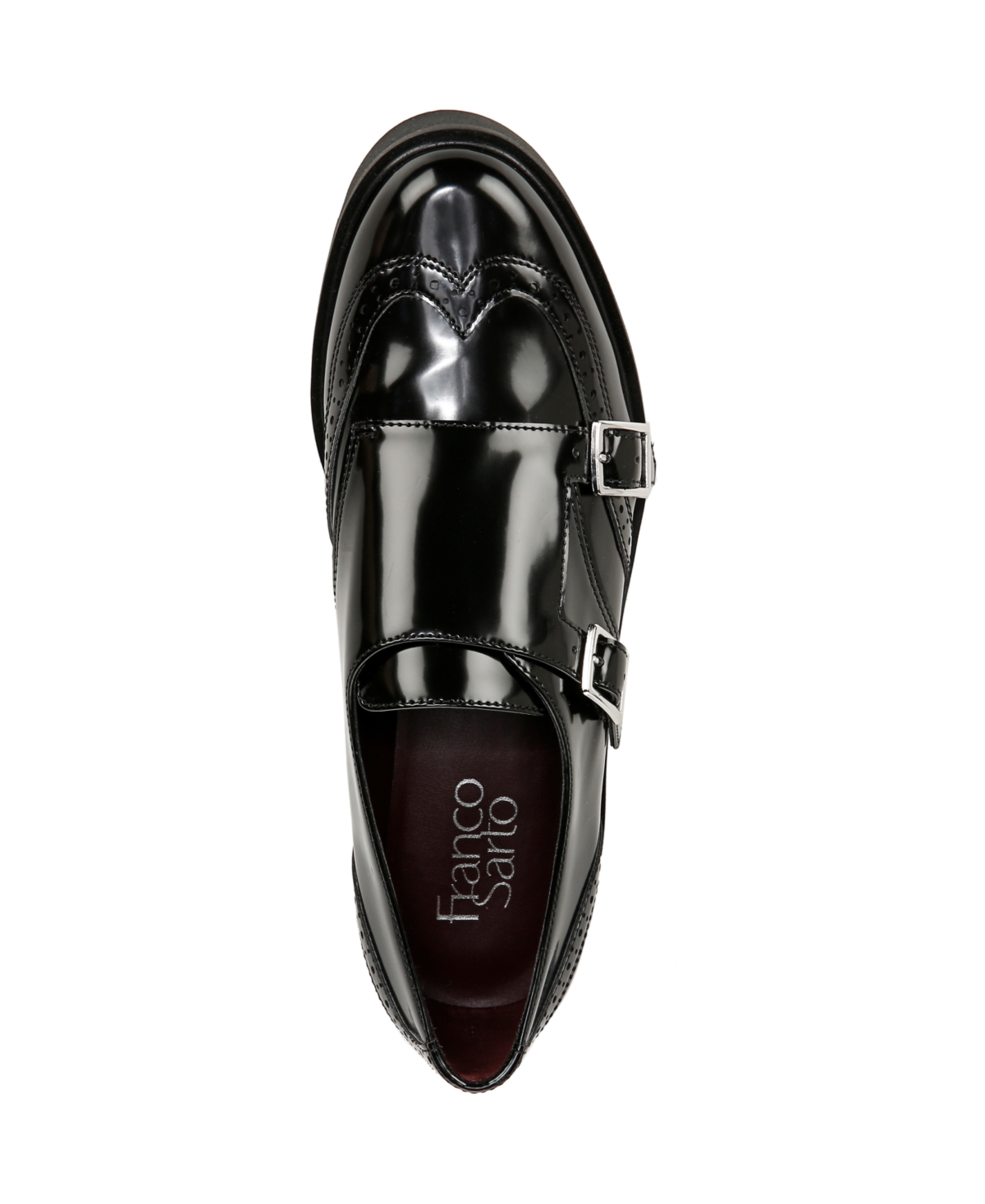 Franco Sarto Chance Double Monk Strap Shoe In Black Faux Patent