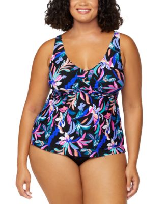 Plus Size Monterey Printed Tankini Plus Size Solid Bikini Briefs Exclusively At Macys