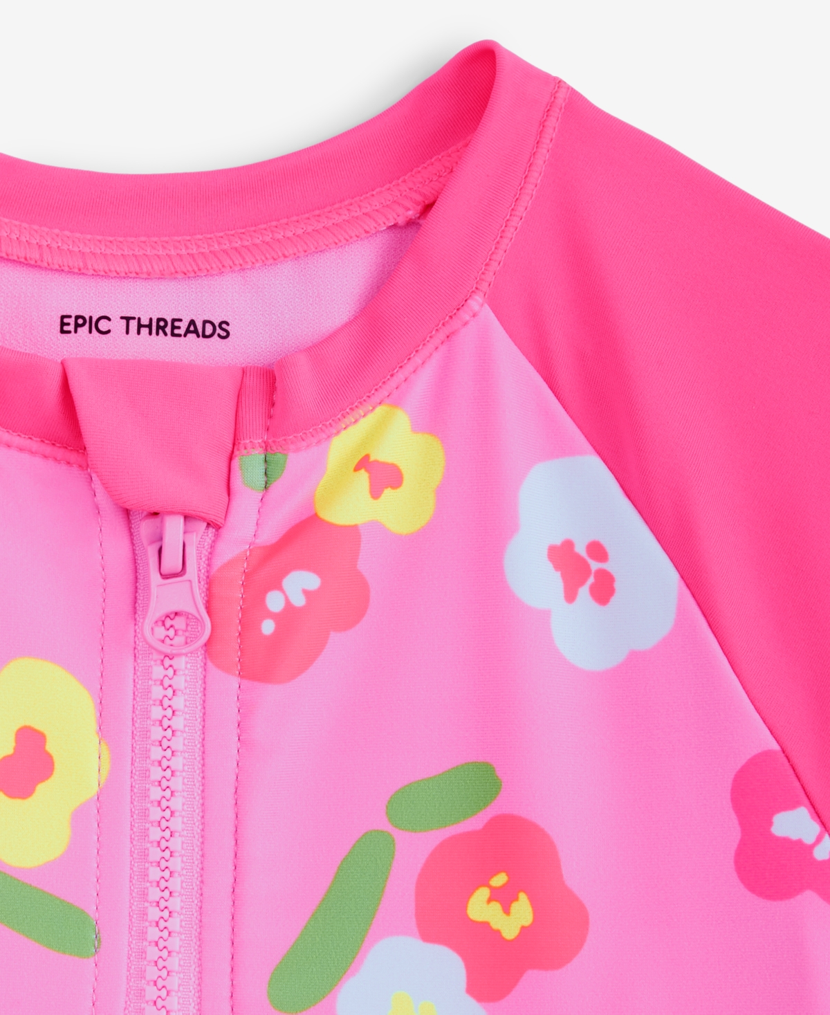 Epic Threads Toddler And Little Girls Floral Print Long-sleeve Rash Guard, Exclusively At Macy's In Ultra Pink