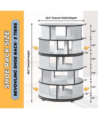 5-Tier Rotating Shoe Rack, 360° Revolving Lazy Susan Spinning Shoe Rack Tower Storage Organizer for Closet Entryway Bedroom Hallway