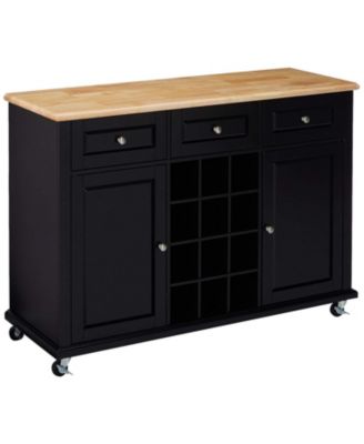 Wine Rack Sideboard Buffet Server Console Table With Storage (Black)