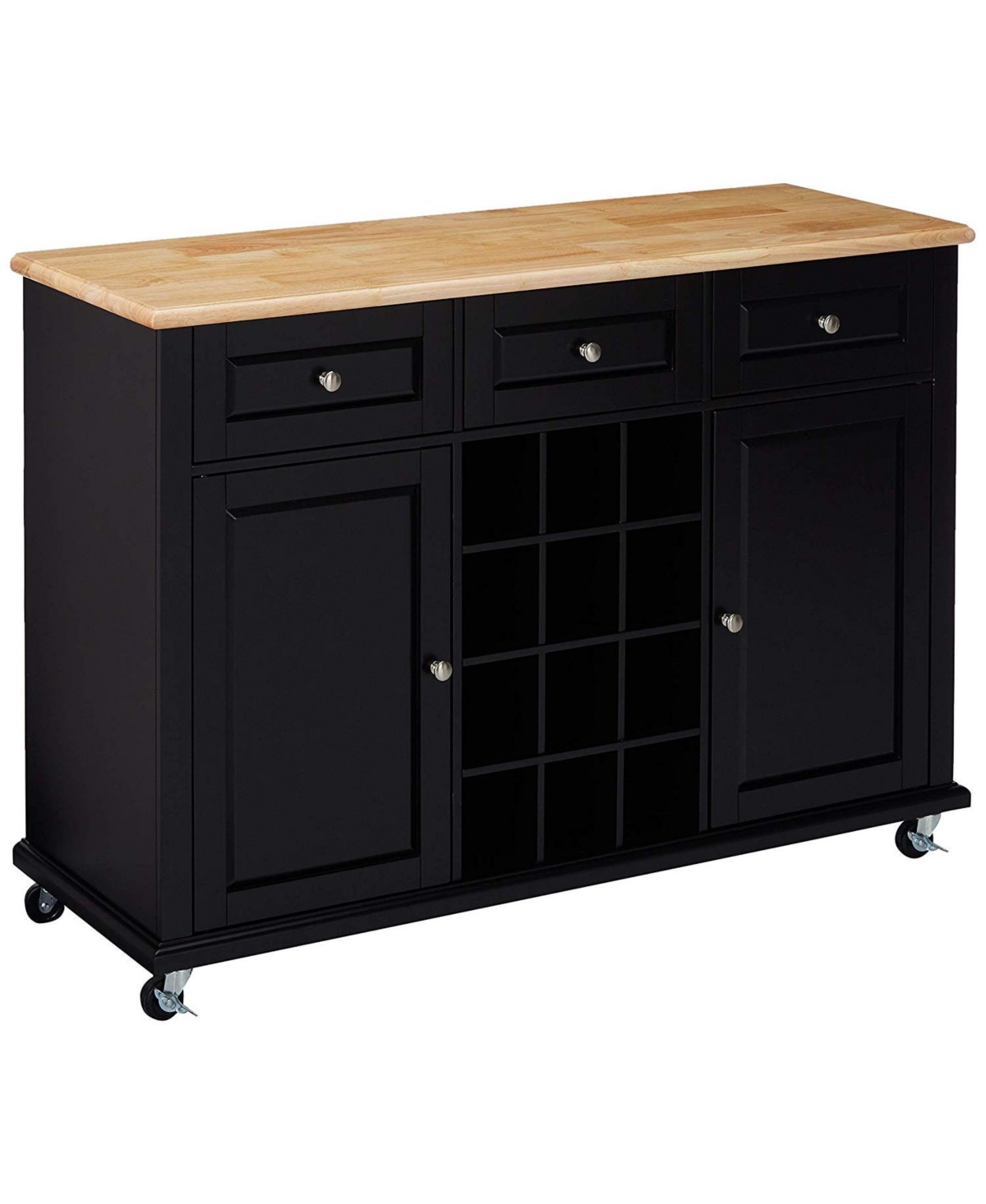 Kings Brand Furniture Wine Rack Sideboard Buffet Server Console Table With Storage - Black