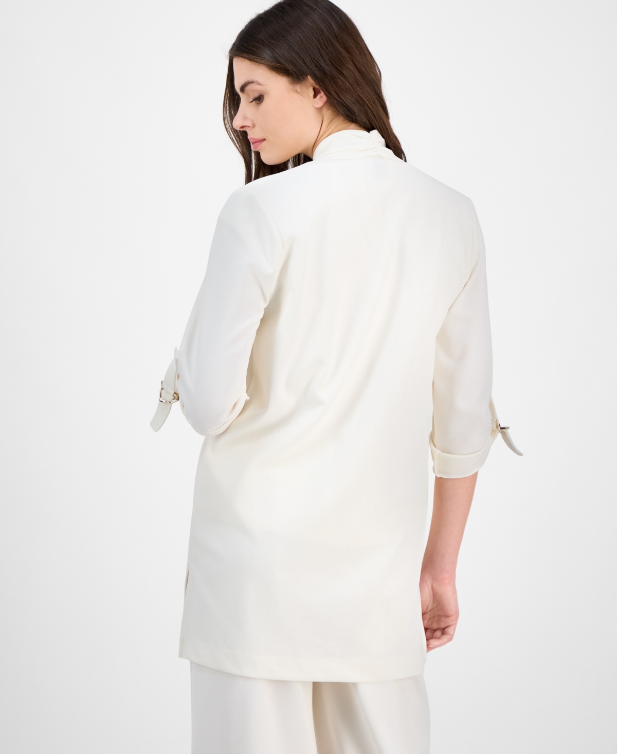 Anne Klein Women's Draped 3/4-sleeve Cardigan Sweater In White Dove