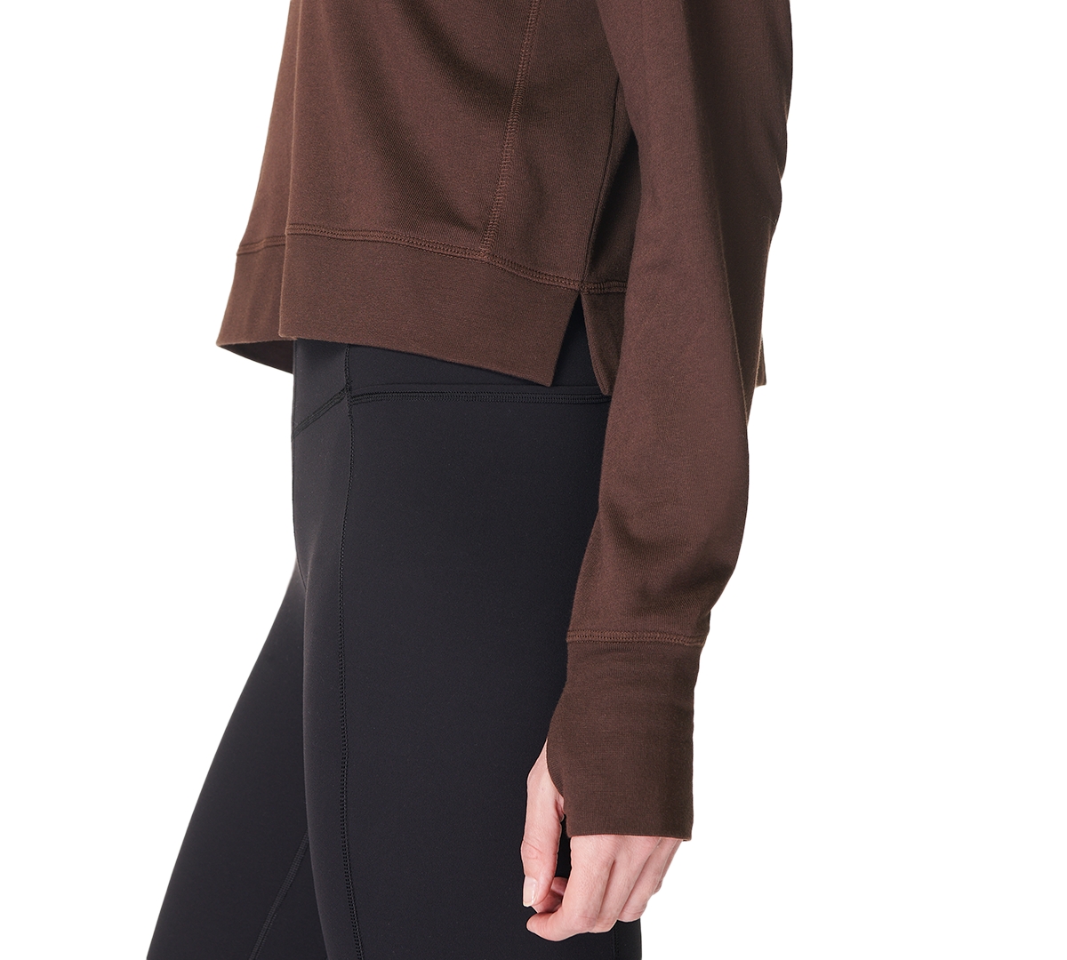 Sweaty Betty After Class Crop Sweatshirt In Cacao Brown
