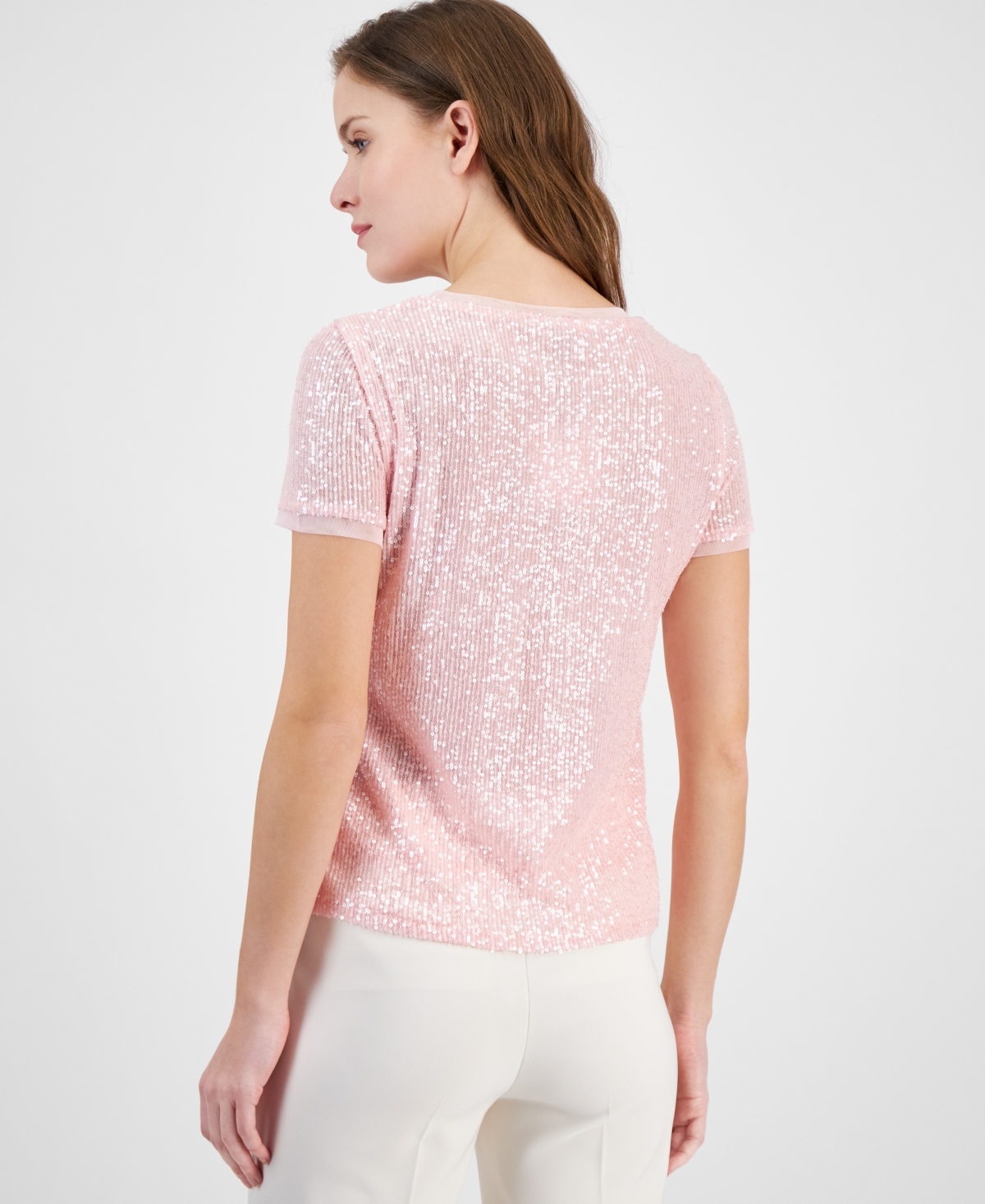 ANNE KLEIN WOMEN'S SEQUINED T-SHIRT 