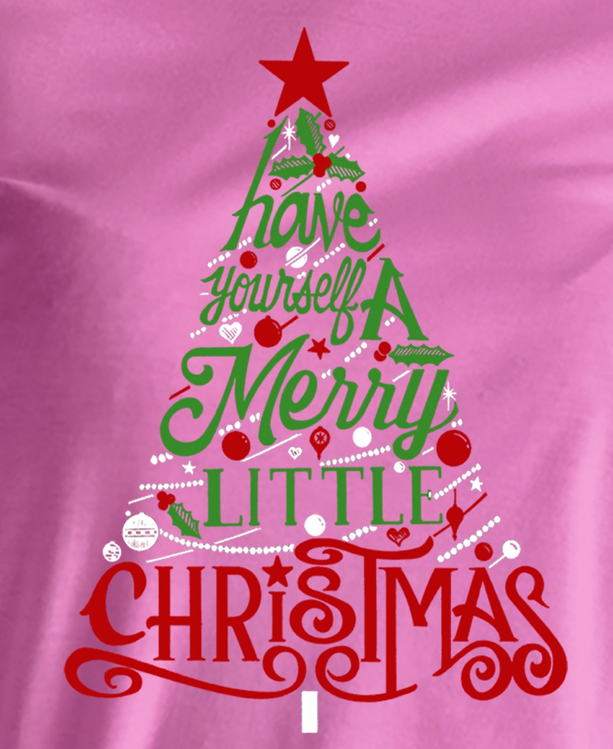 Shop La Pop Art Women's Have Yourself A Merry Little Christmas Word Art Crew Neck T-shirt In Pink