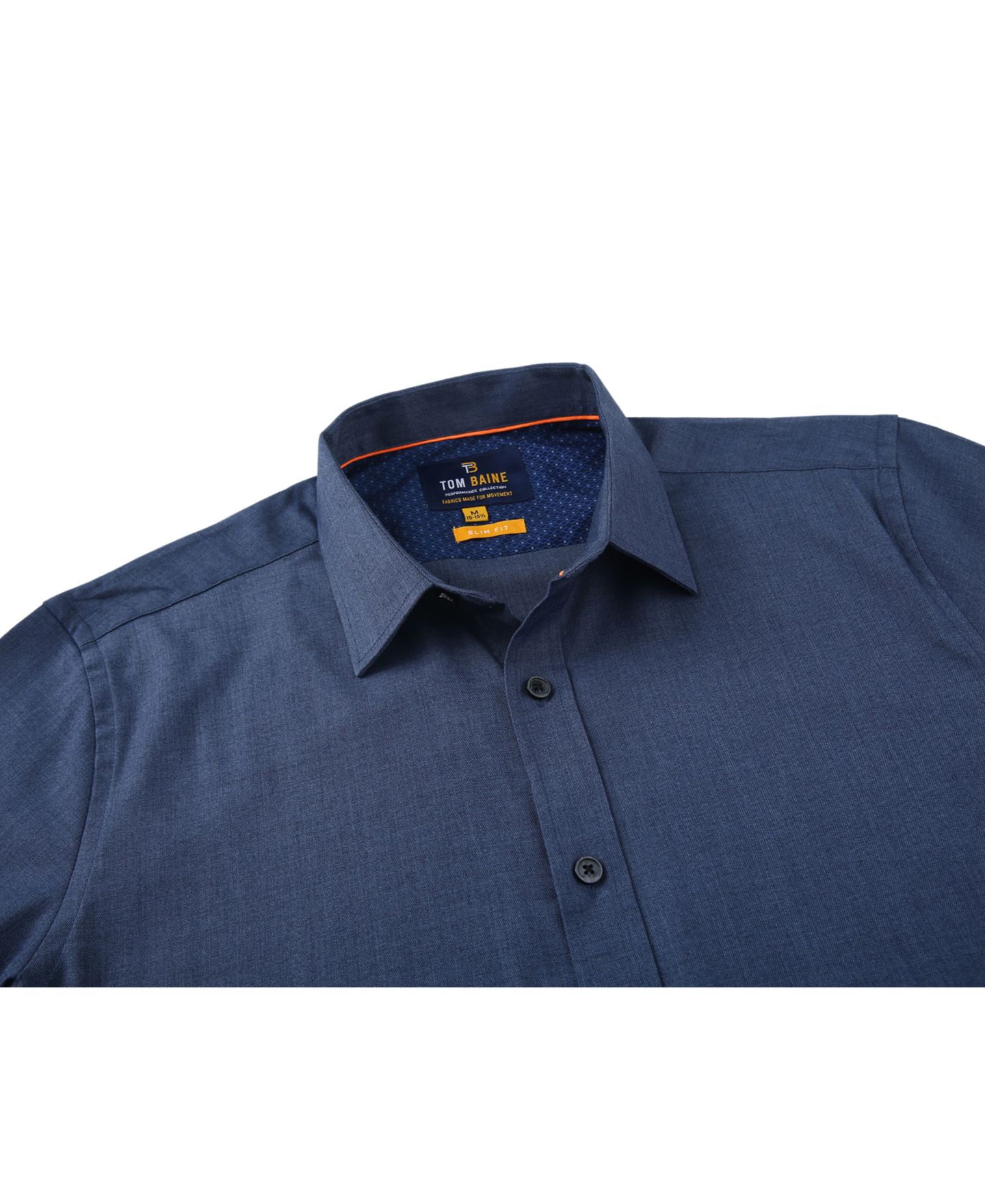 Мужская рубашка Tom Baine Four-Way Stretch Denim Button Down Dress Shirt, цвет: Джинсовый, вариант 1 — фото 3