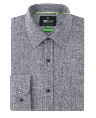 Men's Four-Way Stretch Solid Textured Button Down Dress Shirt