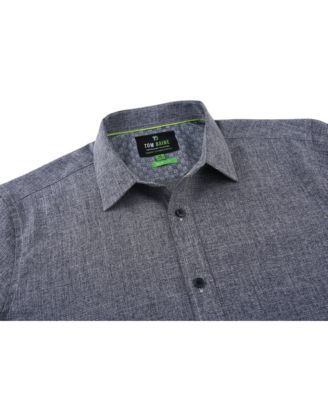 Men's Four-Way Stretch Solid Textured Button Down Dress Shirt
