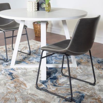 Streamdale 5-Piece Round Dining Set, Trestle Dining Table with 4 Stylish Chairs