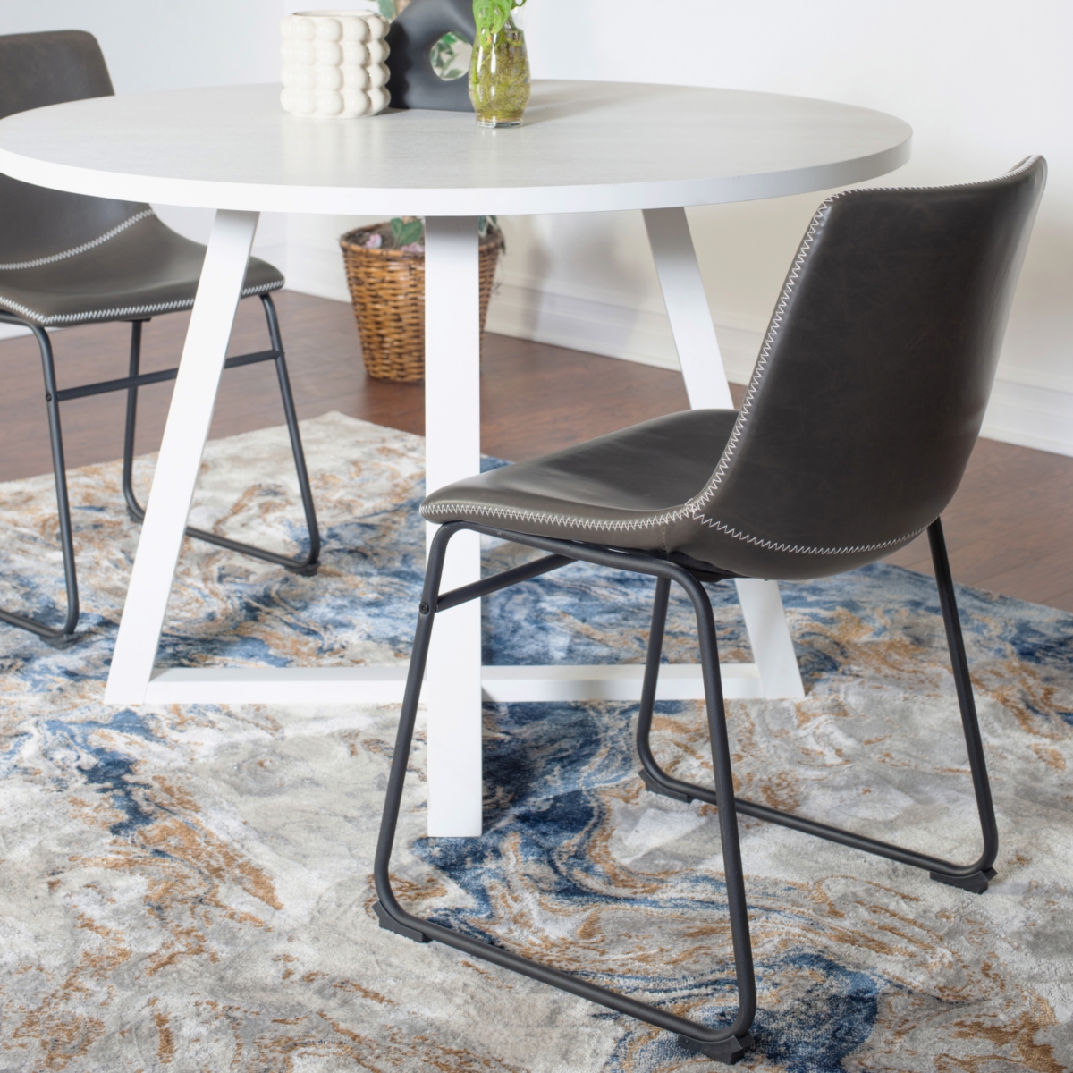 Streamdale Furniture 5-Piece Round Dining Set, Trestle Dining Table with 4 Stylish Chairs
