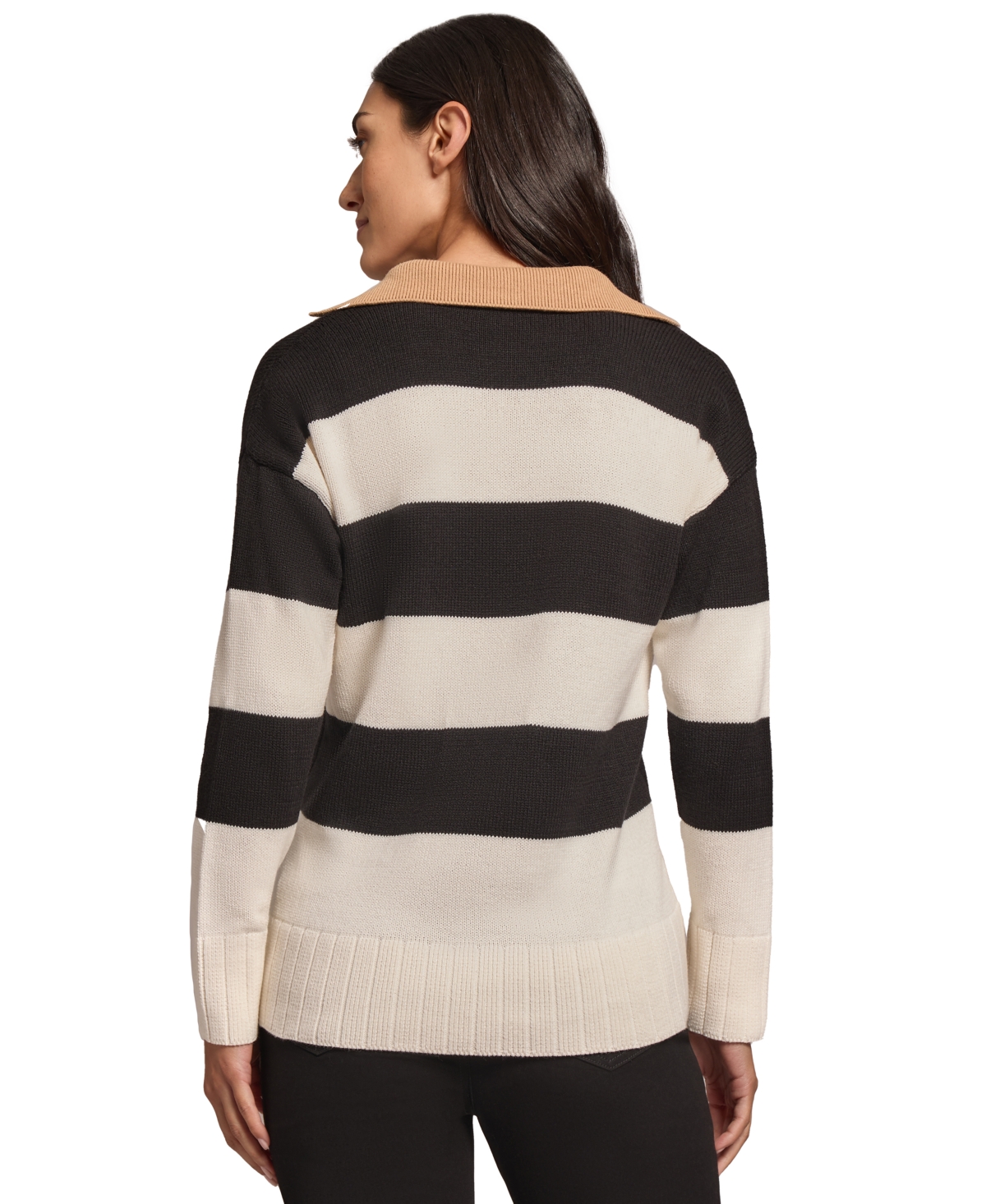 Jones New York Stripe Polo Sweater In Jones Black,jones White
