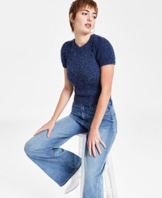 GUESS - Women's Usami Boucle Short-Sleeve Sweater