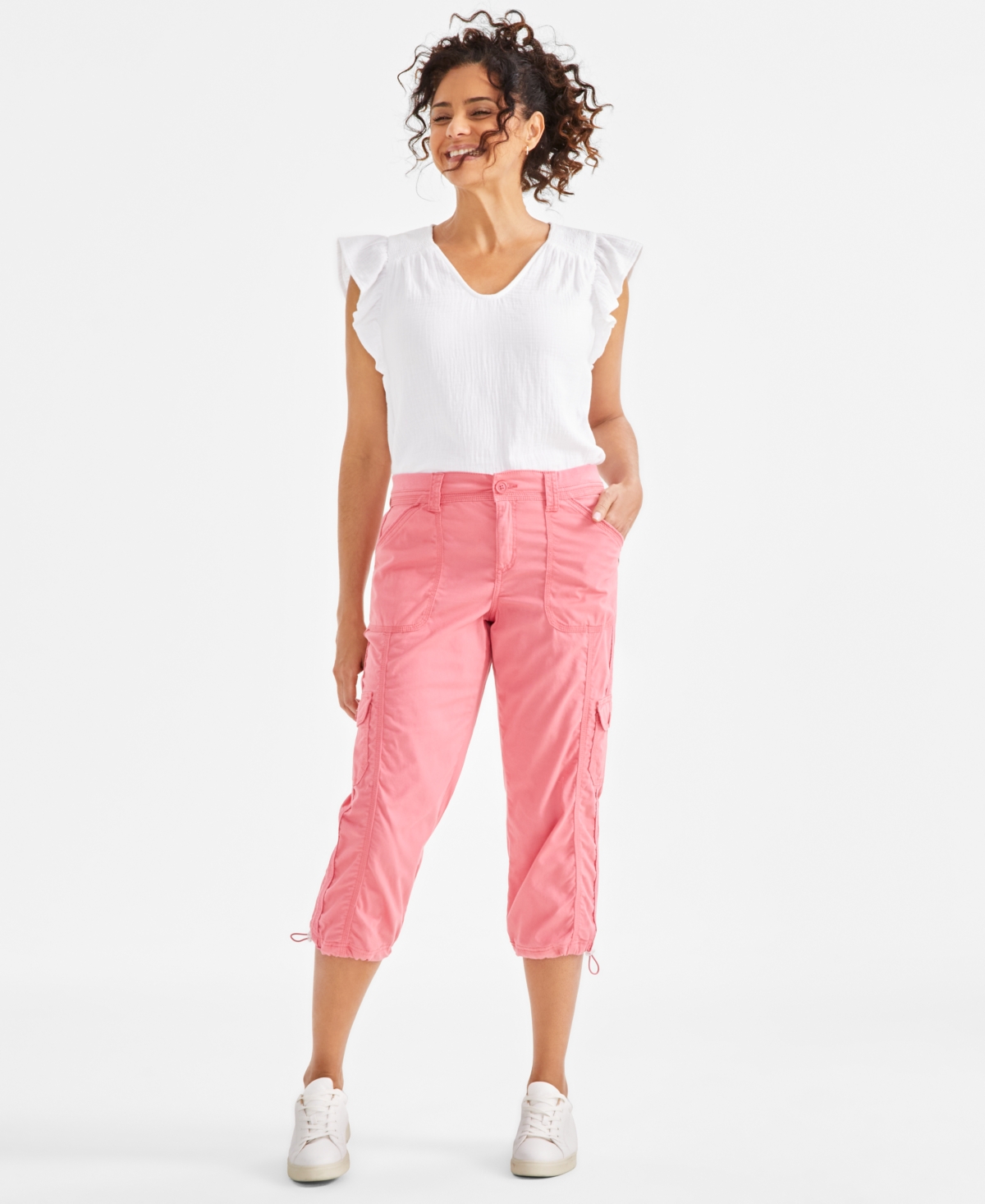 Style & Co Women's Cargo Capri Pants, Regular & Petite, Created For Macy's In Coral Pink