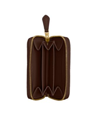 Small Quilted Pillow Leather Zip Around Wallet