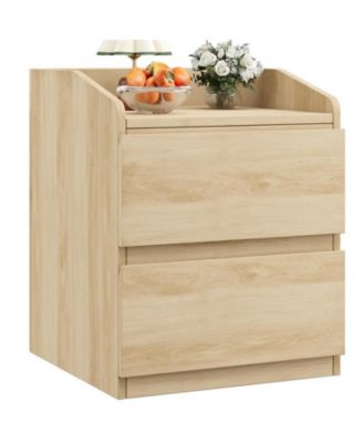 Nightstand with Drawers Bedside Table White End Table Modern Bed Side Table 2 Drawers Night Stand Drom Side Table Curved with Handle Free Design for Living Room