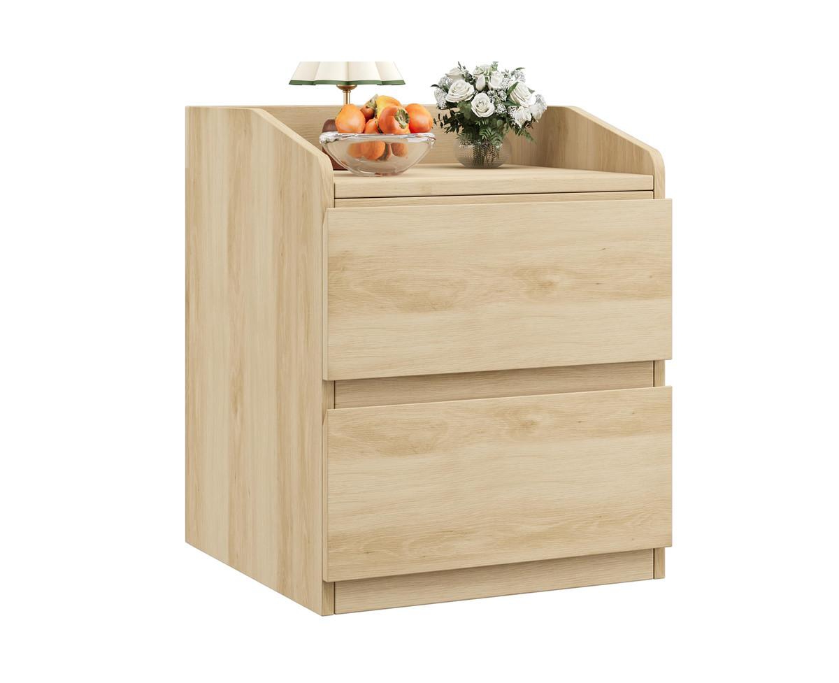 gaomon Nightstand with Drawers Bedside Table White End Table Modern Bed Side Table 2 Drawers Night Stand Drom Side Table Curved with Handle Free Desig