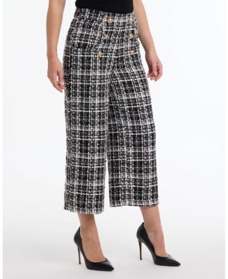 Women's Button Detail Tailored Boucle Pant