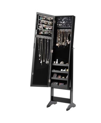 Mirrored Jewelry Cabinet Organizer Storage Box White