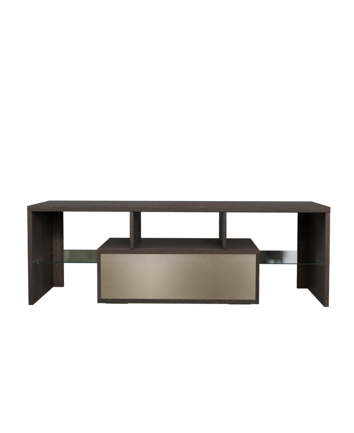 Slickblue 20-Minute Quick AssemblyModern Tv Stand with Toughened Glass Shelf, Floor Cabinet, and Led Color - Brown