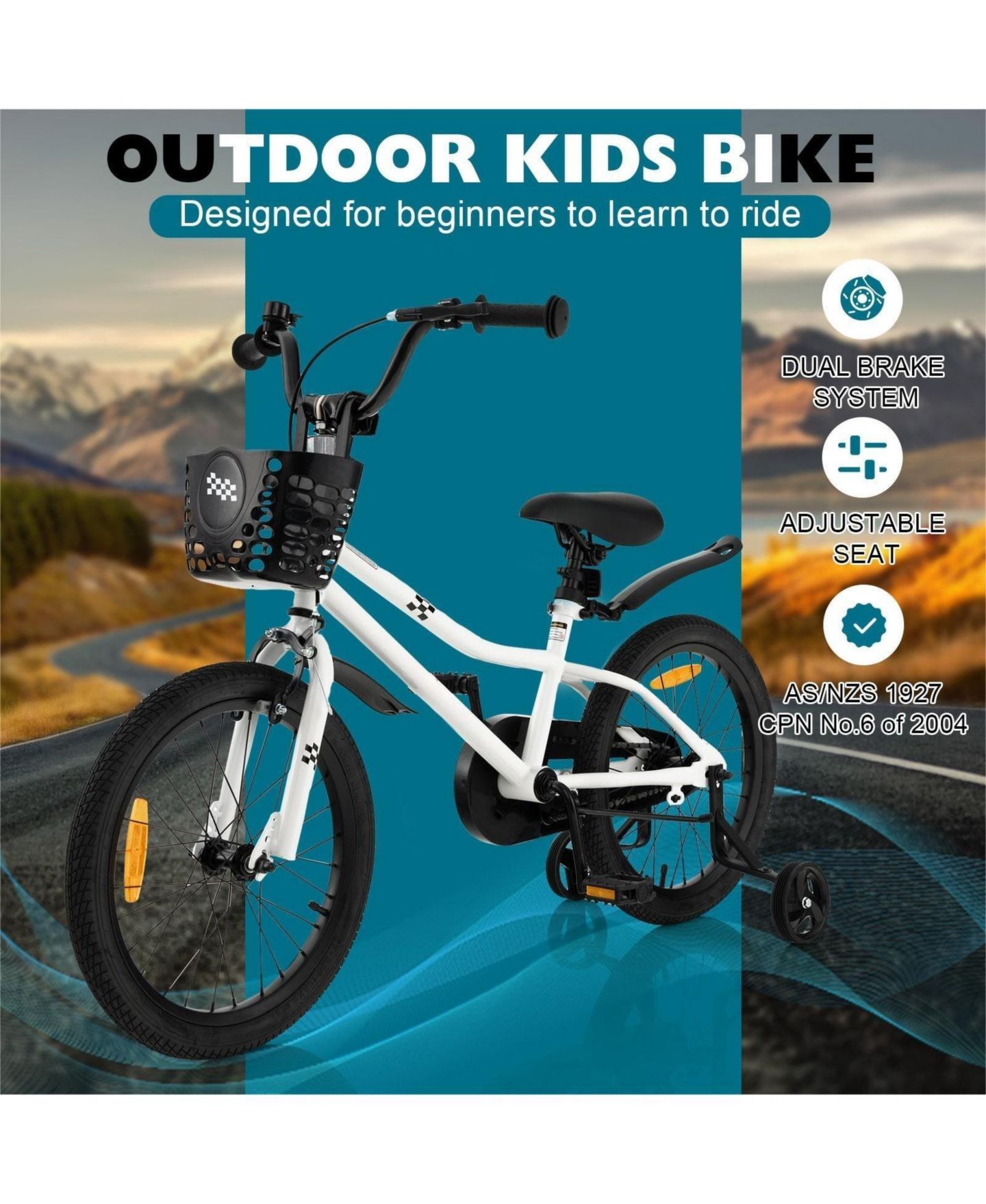 Детская игрушка HONGGE 18 Inch Steel Frame Kids' Bike with Coaster Brake and Training Wheels, Ages 4-8 — фото 3