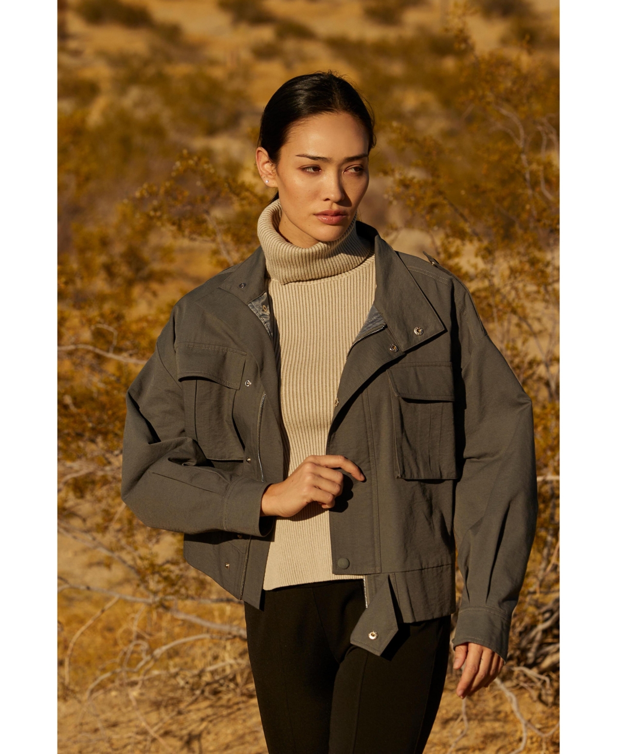 Crescent Women's Jae Utility Jacket - Dark grey + charcoal