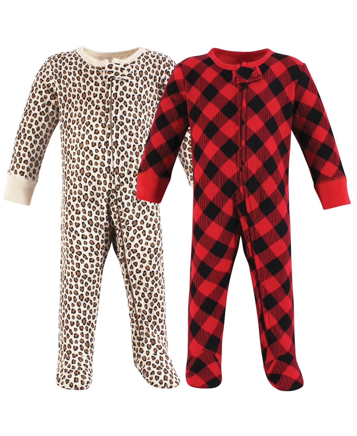 Hudson Baby Girls Thermal Zipper Sleep and Play 2pk