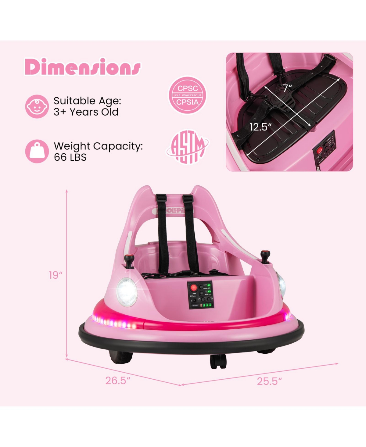 Hongge 12V Kids Ride-On Bumper Car with Remote Control and Dual Joysticks