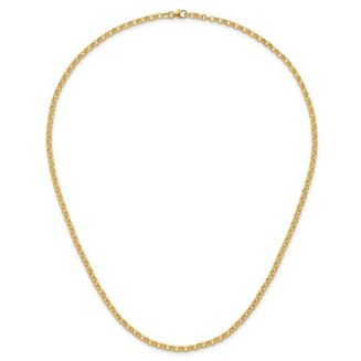 Diamond2Deal 925 Sterling Silver 4.4mm Oval Fancy Rolo Chain Necklace For Men 18