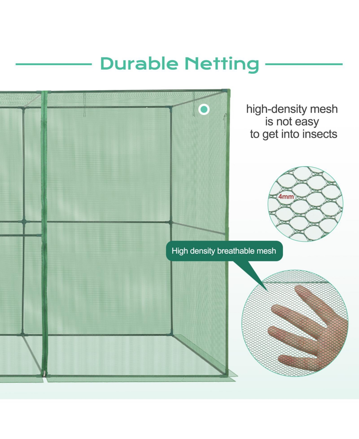 Aoodor 12'x4'x6' Crop Cage Plant Protection Netting Tent with Zipper for Vegetables Fruits and Plant, Suitable for Garden Yard and Lawn