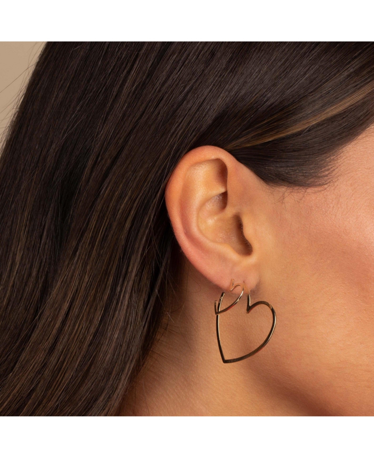 By Adina Eden Solid Open Heart Hoop Earring 14K - 14k gold