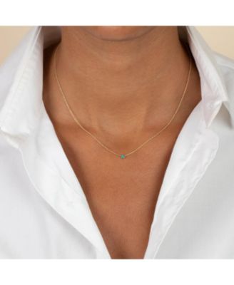 Turquoise Bezel Pendant Necklace 14K