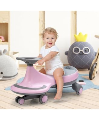 Wiggle Car Ride-on Toy with Flashing Wheels-Pink